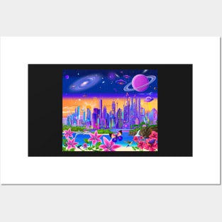 Cosmic City Oasis Posters and Art